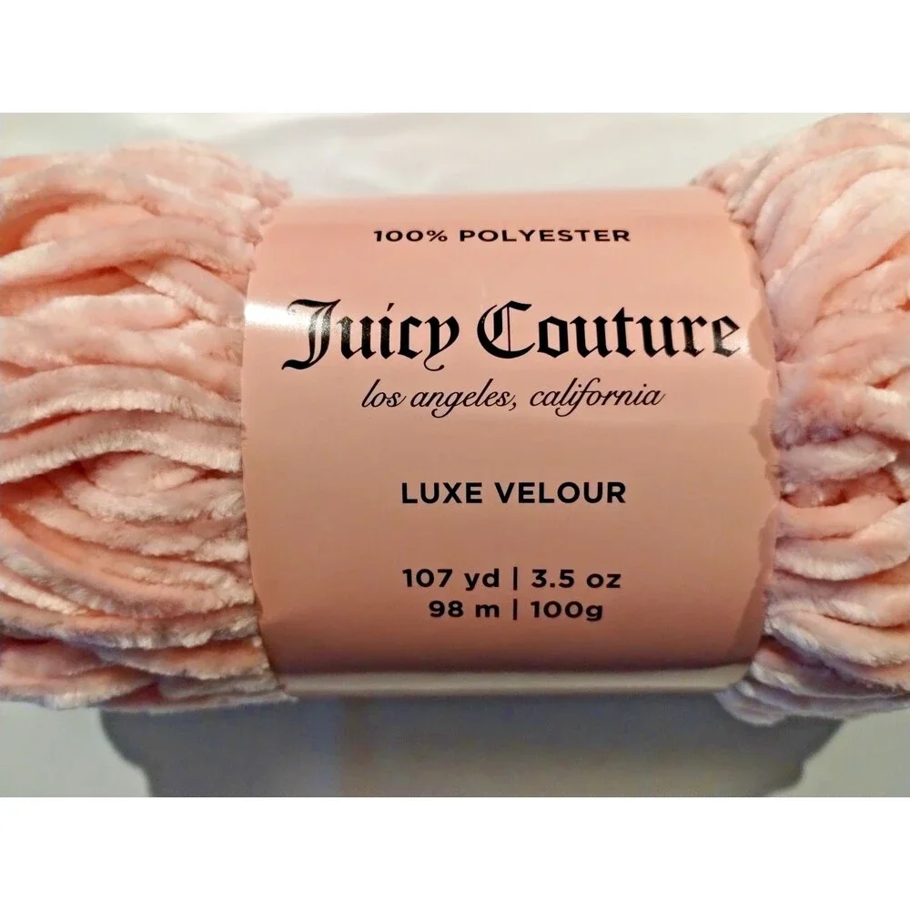 Juicy Couture Luxe Velour Yarn, Soft Glow (Pink), Bulky (5) Yarn, 3.5 oz 107 yds